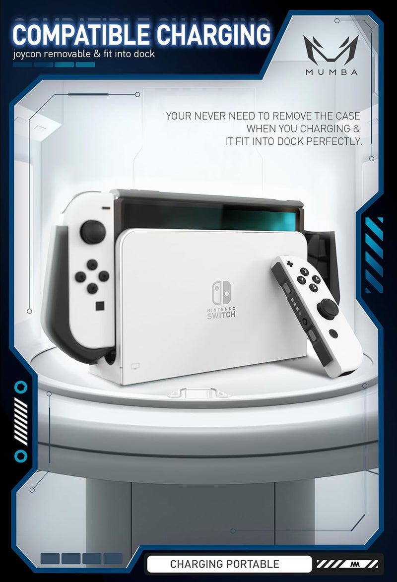 Mumba Dockable Case for Nintendo Switch OLED 2021, [Blade Series] TPU Grip Protective Cover Accessories Compatible with Nintendo Switch OLED 7 Inch and Joy-Con Controller (Marine) - Image 3